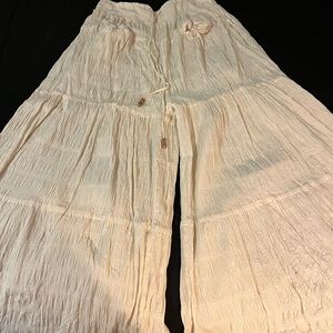 Cream Wide-Leg Pants